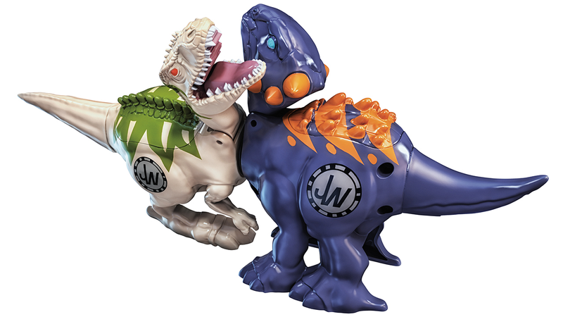 Illustration for article titled Spinning Magnetic Cores Make These Brawlasaurs Dinos Battle It Out